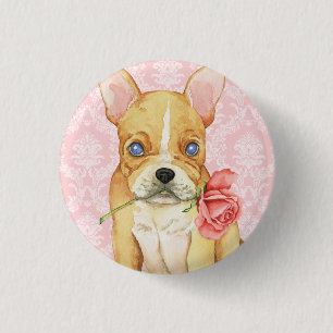 Valentine Rose Frenchie 3 Cm Round Badge