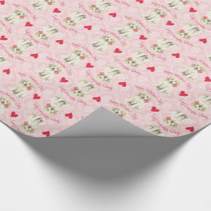 Valentine Rose Great Pyrenees Wrapping Paper