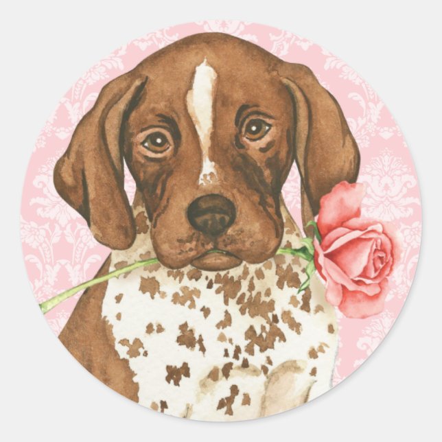 Valentine Rose GSP Classic Round Sticker (Front)