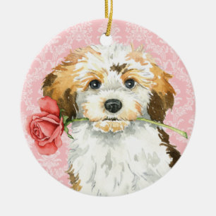 Valentine Rose Havanese Ceramic Tree Decoration