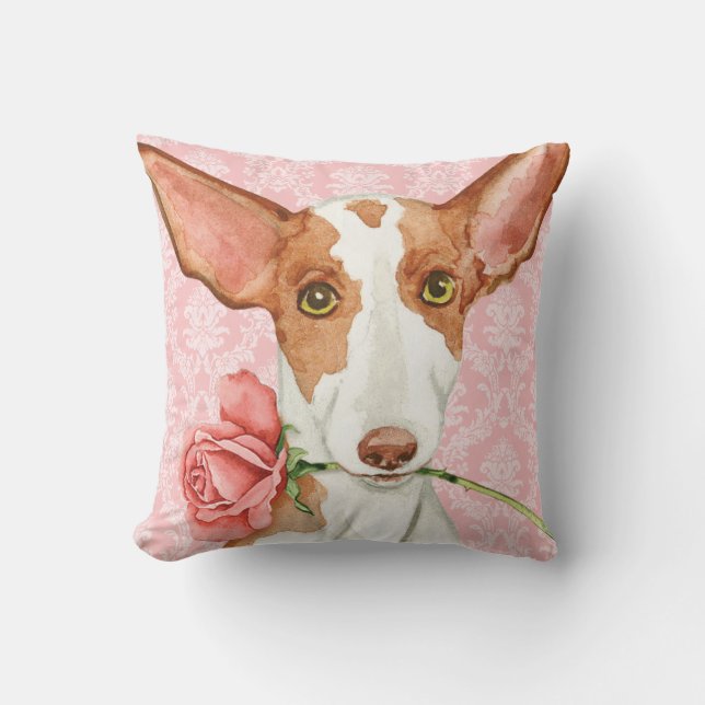 Valentine Rose Ibizan Hound Cushion (Front)