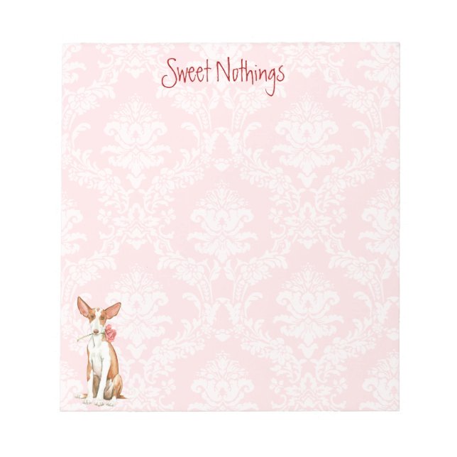 Valentine Rose Ibizan Hound Notepad (Front)