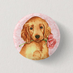 Valentine Rose Irish Setter 3 Cm Round Badge