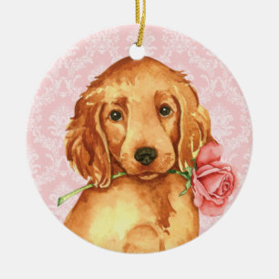 Valentine Rose Irish Setter Ceramic Tree Decoration