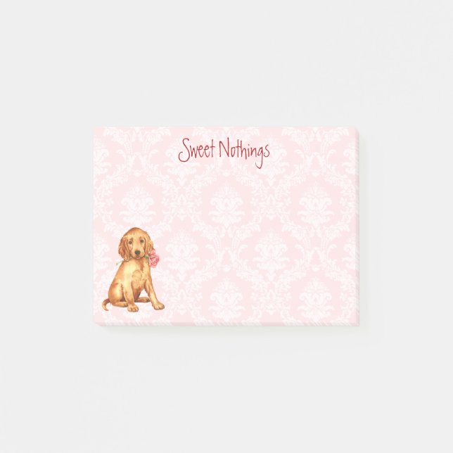Valentine Rose Irish Setter Post-it Notes (Front)