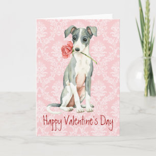 Valentine Rose Italian Greyhound Holiday Card