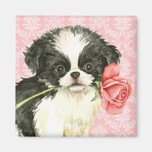 Valentine Rose Japanese Chin Magnet