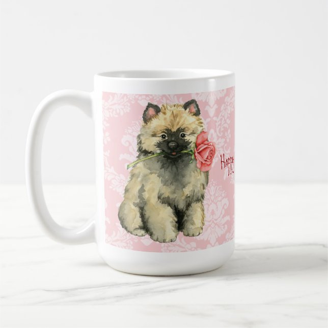 Valentine Rose Keeshond Coffee Mug (Left)