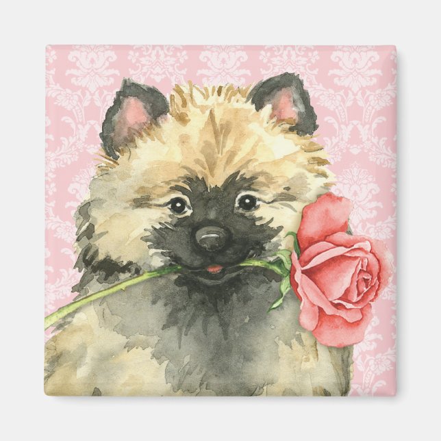 Valentine Rose Keeshond Magnet (Front)