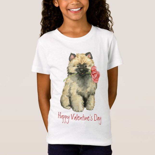 Valentine Rose Keeshond T-Shirt (Front)