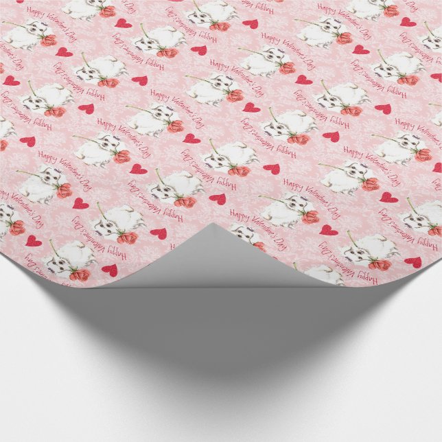 Valentine Rose Maltese Wrapping Paper (Corner)