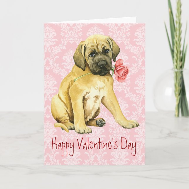 Valentine Rose Mastiff Holiday Card (Front)