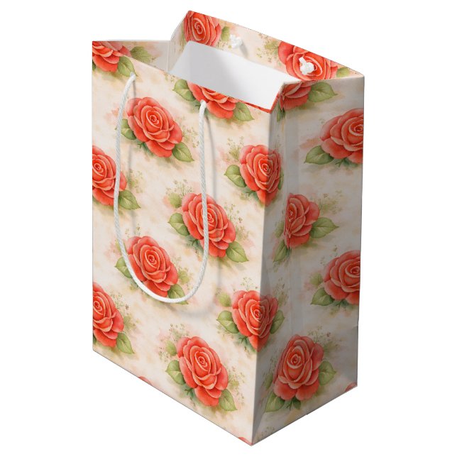 Valentine rose medium gift bag (Back Angled)