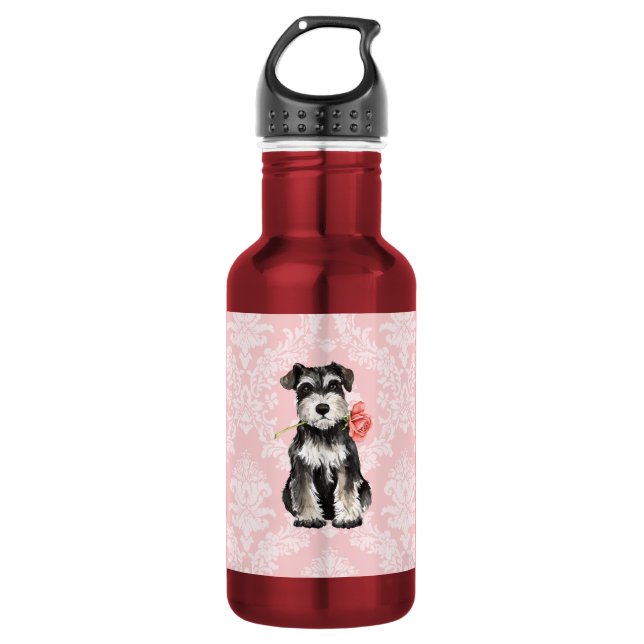Valentine Rose Mini Schnauzer 532 Ml Water Bottle (Front)