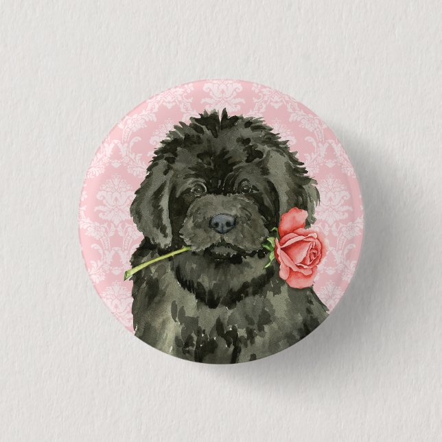 Valentine Rose Newfoundland 3 Cm Round Badge (Front)