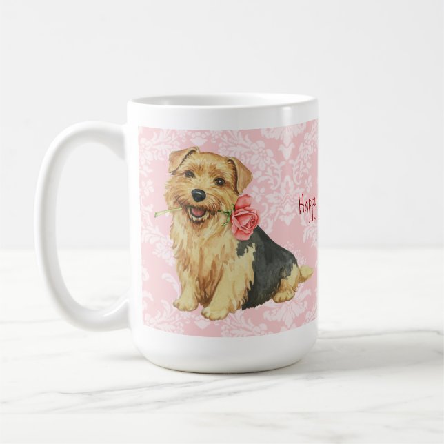 Valentine Rose Norfolk Terrier Coffee Mug (Left)