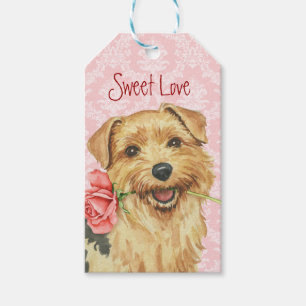 Valentine Rose Norfolk Terrier Gift Tags