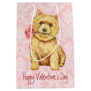 Valentine Rose Norwich Terrier Medium Gift Bag
