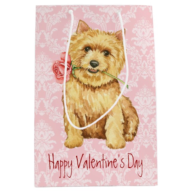 Valentine Rose Norwich Terrier Medium Gift Bag (Front)