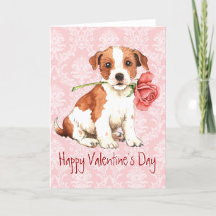 Valentine Rose Parson Russell Terrier Holiday Card