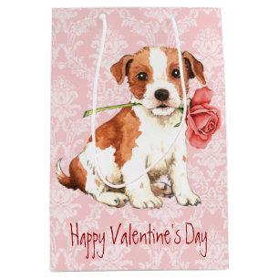 Valentine Rose Parson Russell Terrier Medium Gift Bag