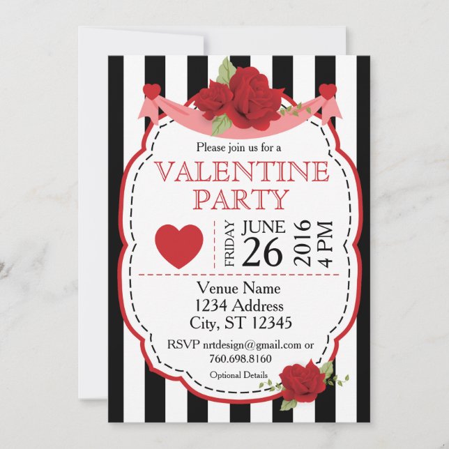 Valentine Rose Party Invitation (Front)