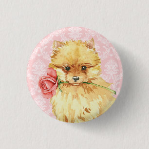 Valentine Rose Pomeranian 3 Cm Round Badge