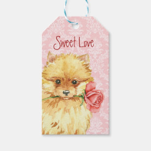Valentine Rose Pomeranian Gift Tags