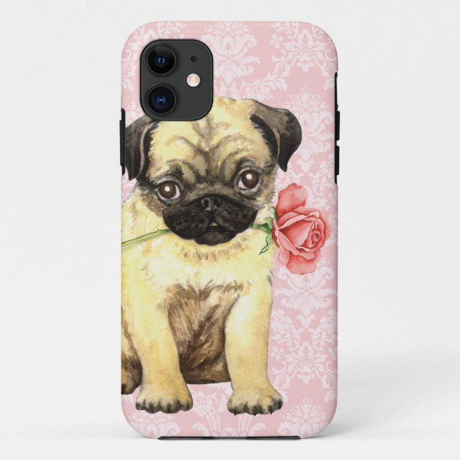 Valentine Rose Pug Case-Mate iPhone Case (Back)
