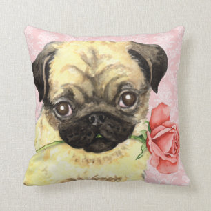 Valentine Rose Pug Cushion