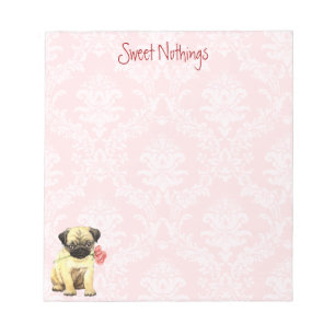 Valentine Rose Pug Notepad