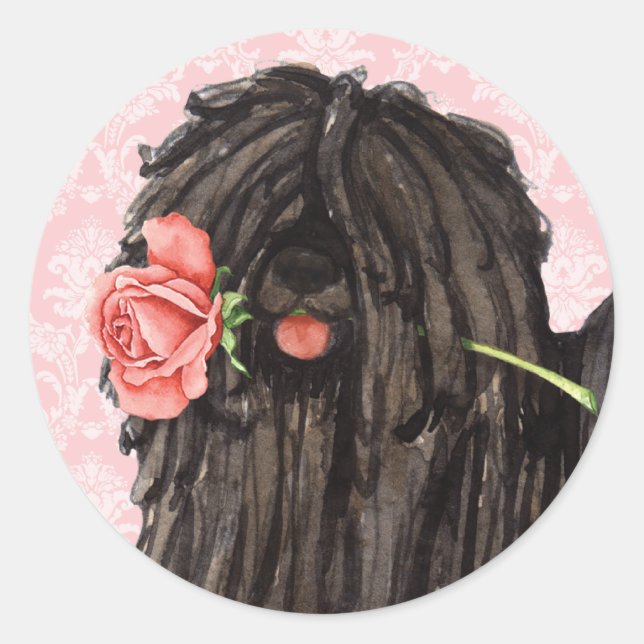 Valentine Rose Puli Classic Round Sticker (Front)