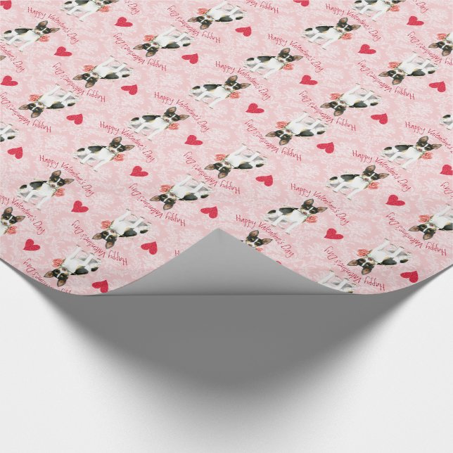Valentine Rose Rat Terrier Wrapping Paper (Corner)