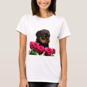 Valentine Rose Rottweiler Puppy T-Shirt