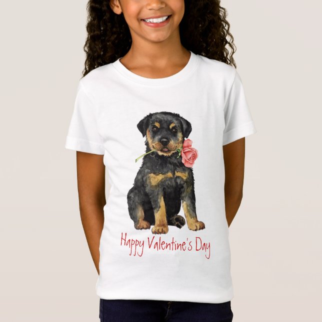 Valentine Rose Rottweiler T-Shirt (Front)