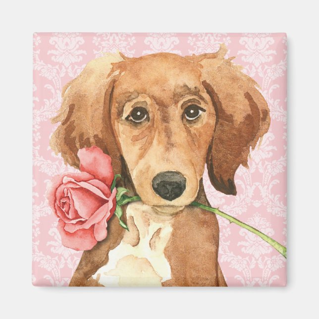 Valentine Rose Saluki Magnet (Front)