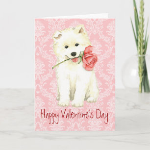 Valentine Rose Samoyed Holiday Card