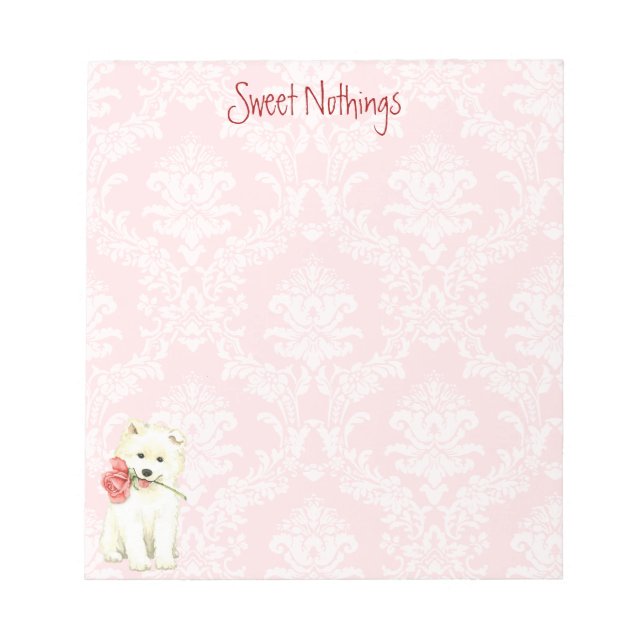 Valentine Rose Samoyed Notepad (Front)