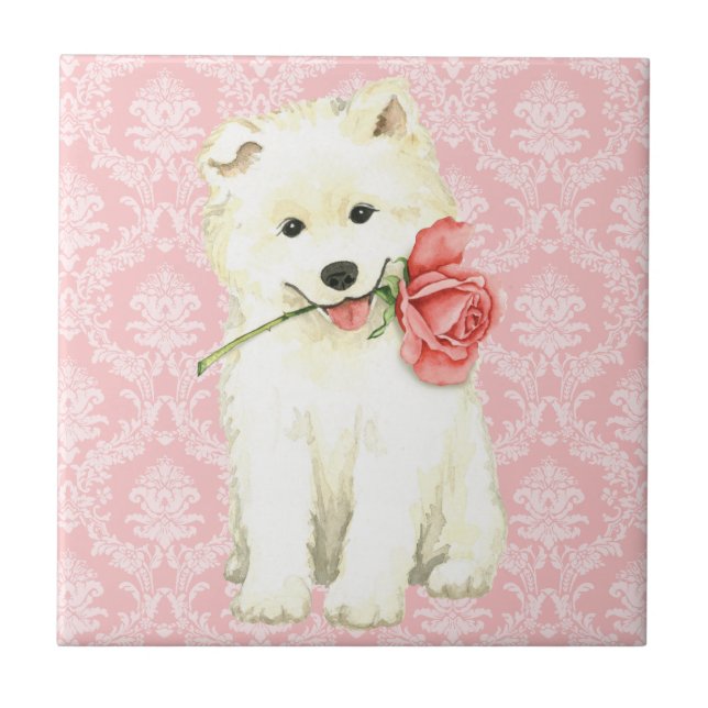 Valentine Rose Samoyed Tile (Front)