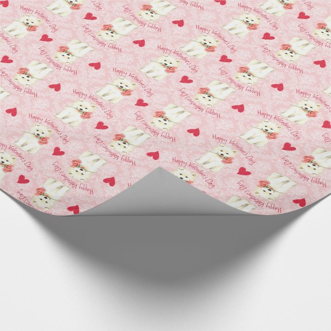 Valentine Rose Samoyed Wrapping Paper (Corner)