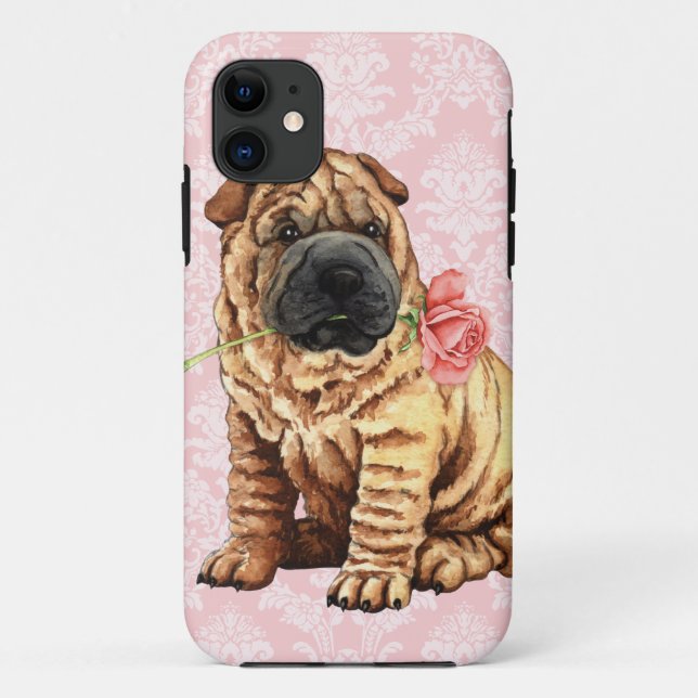 Valentine Rose Shar-Pei Case-Mate iPhone Case (Back)