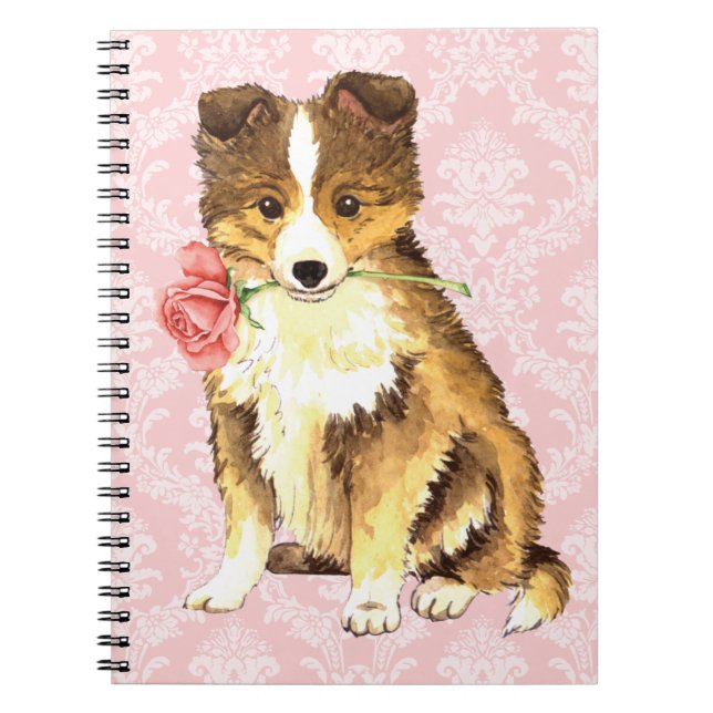 Valentine Rose Sheltie Notebook (Front)