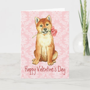 Valentine Rose Shiba Inu Holiday Card