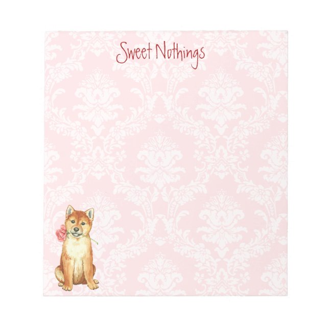 Valentine Rose Shiba Inu Notepad (Front)