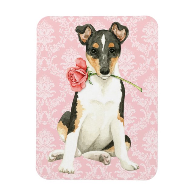 Valentine Rose Smooth Collie Magnet (Vertical)