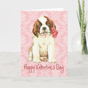 Valentine Rose St. Bernard Holiday Card