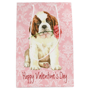 Valentine Rose St. Bernard Medium Gift Bag
