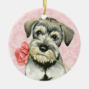 Valentine Rose Standard Schnauzer Ceramic Tree Decoration