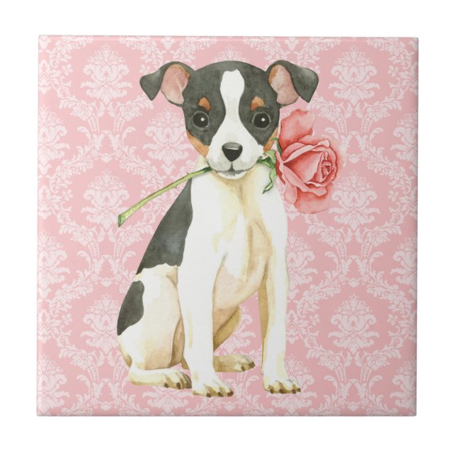Valentine Rose Toy Fox Terrier Tile (Front)