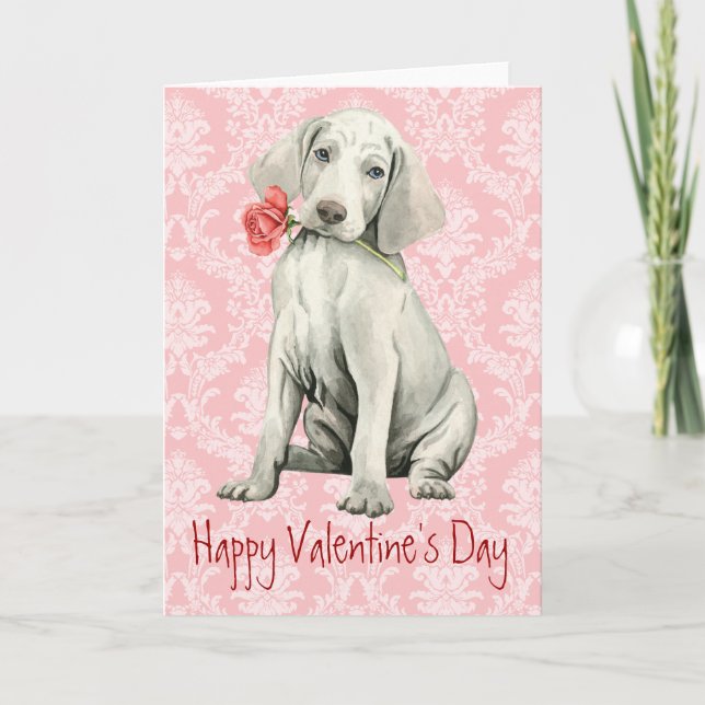 Valentine Rose Weimaraner Holiday Card (Front)